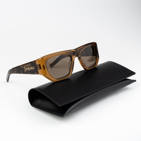 NEW Saint Laurent SL740 002 Brown Havana Square Unisex Sunglasses - Picture 1 of 12